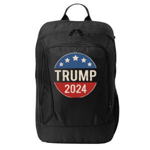 Trump 2024 Retro Campaign Button Re Elect President Trump City Backpack