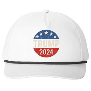 Trump 2024 Retro Campaign Button Re Elect President Trump Snapback Five-Panel Rope Hat