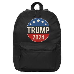 Trump 2024 Retro Campaign Button Re Elect President Trump 16 in Basic Backpack