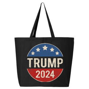 Trump 2024 Retro Campaign Button Re Elect President Trump 25L Jumbo Tote