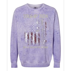 Trump 2024 Retro Campaign Button Re Elect President Trump Colorblast Crewneck Sweatshirt