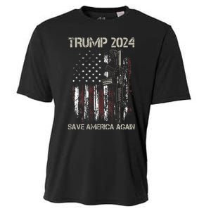 Trump 2024 Retro Campaign Button Re Elect President Trump Cooling Performance Crew T-Shirt