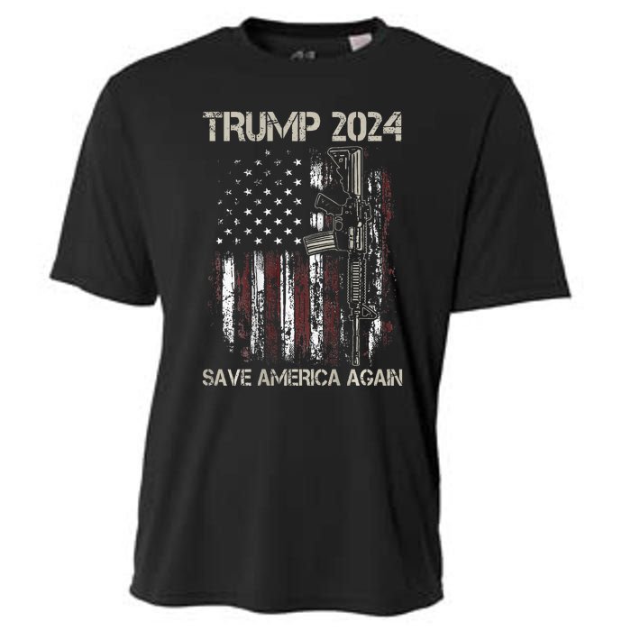 Trump 2024 Retro Campaign Button Re Elect President Trump Cooling Performance Crew T-Shirt