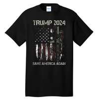 Trump 2024 Retro Campaign Button Re Elect President Trump Tall T-Shirt