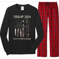 Trump 2024 Retro Campaign Button Re Elect President Trump Long Sleeve Pajama Set