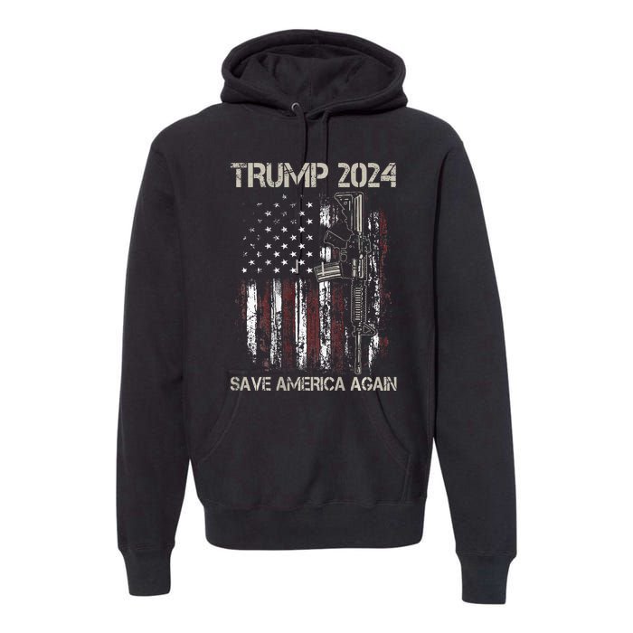 Trump 2024 Retro Campaign Button Re Elect President Trump Premium Hoodie