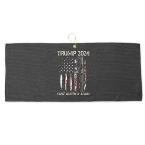 Trump 2024 Retro Campaign Button Re Elect President Trump Large Microfiber Waffle Golf Towel