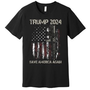 Trump 2024 Retro Campaign Button Re Elect President Trump Premium T-Shirt