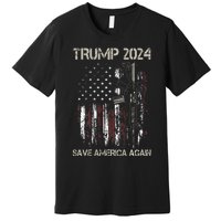 Trump 2024 Retro Campaign Button Re Elect President Trump Premium T-Shirt