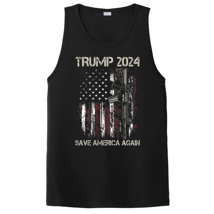 Trump 2024 Retro Campaign Button Re Elect President Trump PosiCharge Competitor Tank