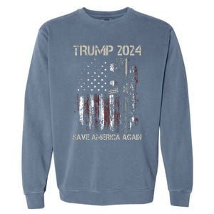 Trump 2024 Retro Campaign Button Re Elect President Trump Garment-Dyed Sweatshirt