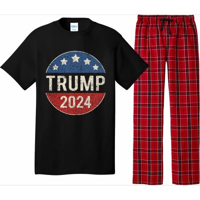 Trump 2024 Retro Campaign Button Re Elect President Trump Pajama Set