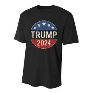 Trump 2024 Retro Campaign Button Re Elect President Trump Youth Performance Sprint T-Shirt