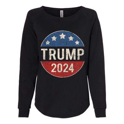 Trump 2024 Retro Campaign Button Re Elect President Trump Womens California Wash Sweatshirt