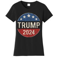 Trump 2024 Retro Campaign Button Re Elect President Trump Women's T-Shirt