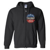 Trump 2024 Retro Campaign Button Re Elect President Trump Full Zip Hoodie