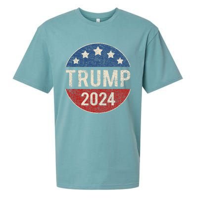 Trump 2024 Retro Campaign Button Re Elect President Trump Sueded Cloud Jersey T-Shirt