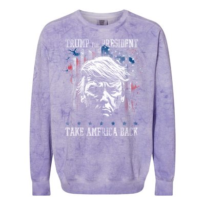 Trump 2024 Retro Take America Back Colorblast Crewneck Sweatshirt