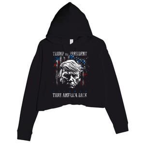 Trump 2024 Retro Take America Back Crop Fleece Hoodie