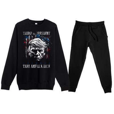 Trump 2024 Retro Take America Back Premium Crewneck Sweatsuit Set