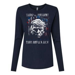 Trump 2024 Retro Take America Back Womens Cotton Relaxed Long Sleeve T-Shirt