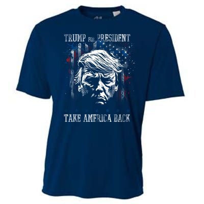 Trump 2024 Retro Take America Back Cooling Performance Crew T-Shirt