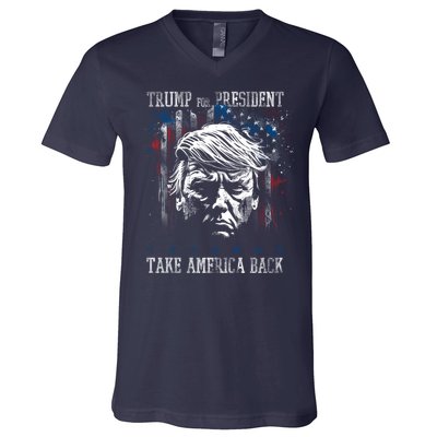 Trump 2024 Retro Take America Back V-Neck T-Shirt