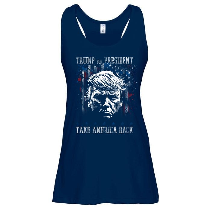 Trump 2024 Retro Take America Back Ladies Essential Flowy Tank