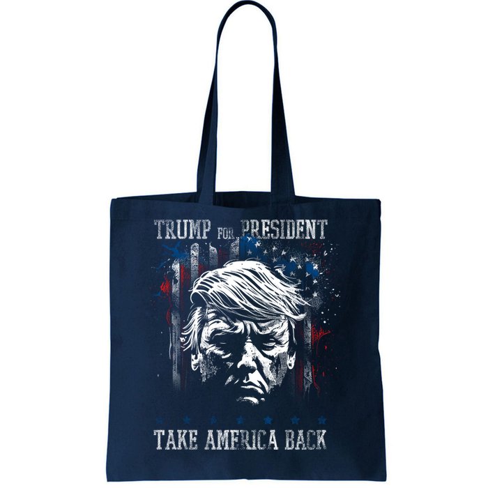 Trump 2024 Retro Take America Back Tote Bag