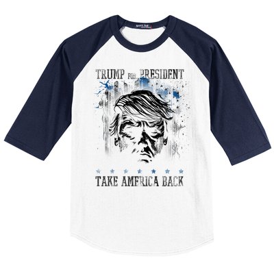 Trump 2024 Retro Take America Back Baseball Sleeve Shirt