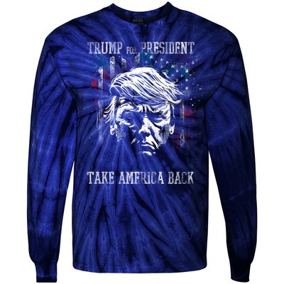 Trump 2024 Retro Take America Back Tie-Dye Long Sleeve Shirt