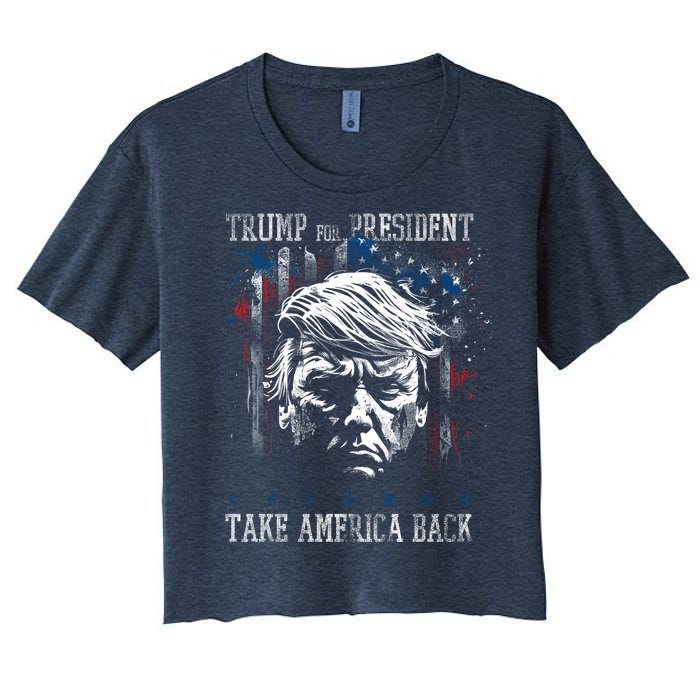 Trump 2024 Retro Take America Back Women's Crop Top Tee