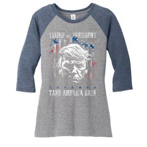 Trump 2024 Retro Take America Back Women's Tri-Blend 3/4-Sleeve Raglan Shirt