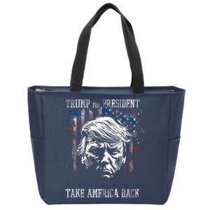 Trump 2024 Retro Take America Back Zip Tote Bag