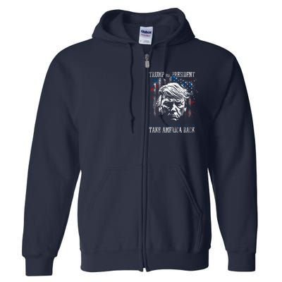 Trump 2024 Retro Take America Back Full Zip Hoodie