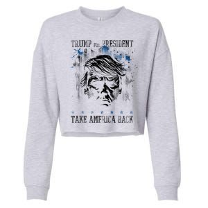 Trump 2024 Retro Take America Back Cropped Pullover Crew