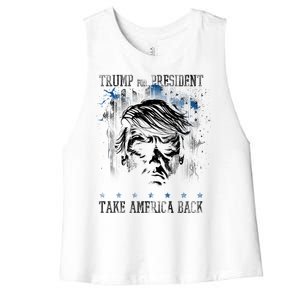 Trump 2024 Retro Take America Back Women's Racerback Cropped Tank