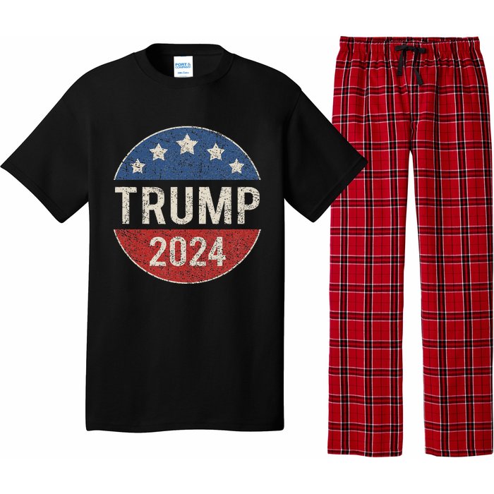 Trump 2024 Retro Campaign Button Re Elect President Pajama Set