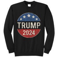 Trump 2024 Retro Campaign Button Re Elect President Tall Sweatshirt