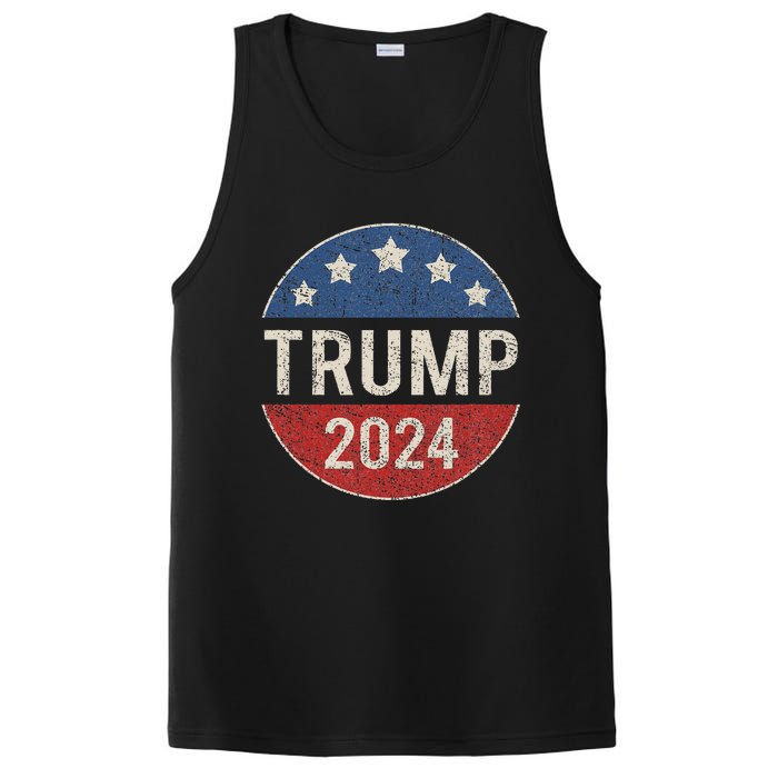 Trump 2024 Retro Campaign Button Re Elect President PosiCharge Competitor Tank