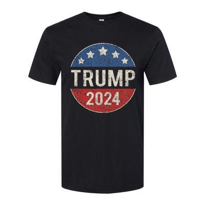 Trump 2024 Retro Campaign Button Re Elect President Softstyle® CVC T-Shirt