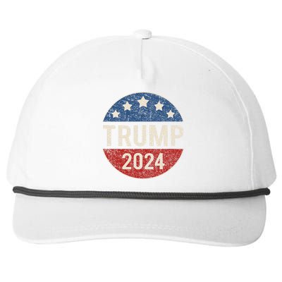 Trump 2024 Retro Campaign Button Re Elect President Trump Snapback Five-Panel Rope Hat