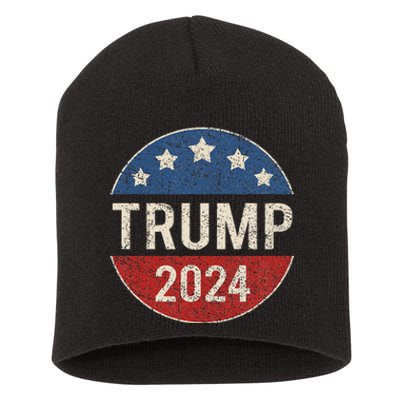 Trump 2024 Retro Campaign Button Re Elect President Trump Short Acrylic Beanie