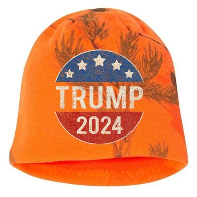 Trump 2024 Retro Campaign Button Re Elect President Trump Kati - Camo Knit Beanie