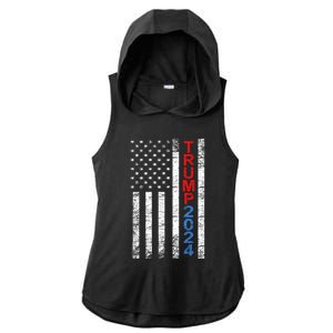 Trump 2024 Rustic Vertical American Flag Funny Gift Ladies PosiCharge Tri-Blend Wicking Draft Hoodie Tank