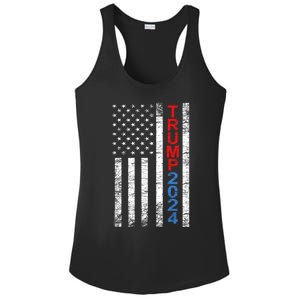 Trump 2024 Rustic Vertical American Flag Funny Gift Ladies PosiCharge Competitor Racerback Tank