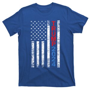 Trump 2024 Rustic Vertical American Flag Funny Gift T-Shirt