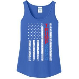 Trump 2024 Rustic Vertical American Flag Funny Gift Ladies Essential Tank