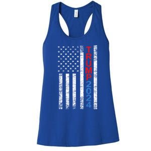 Trump 2024 Rustic Vertical American Flag Funny Gift Women's Racerback Tank