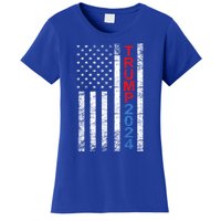 Trump 2024 Rustic Vertical American Flag Funny Gift Women's T-Shirt